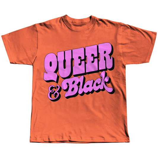 Queer and Black (sunset orange) tee
