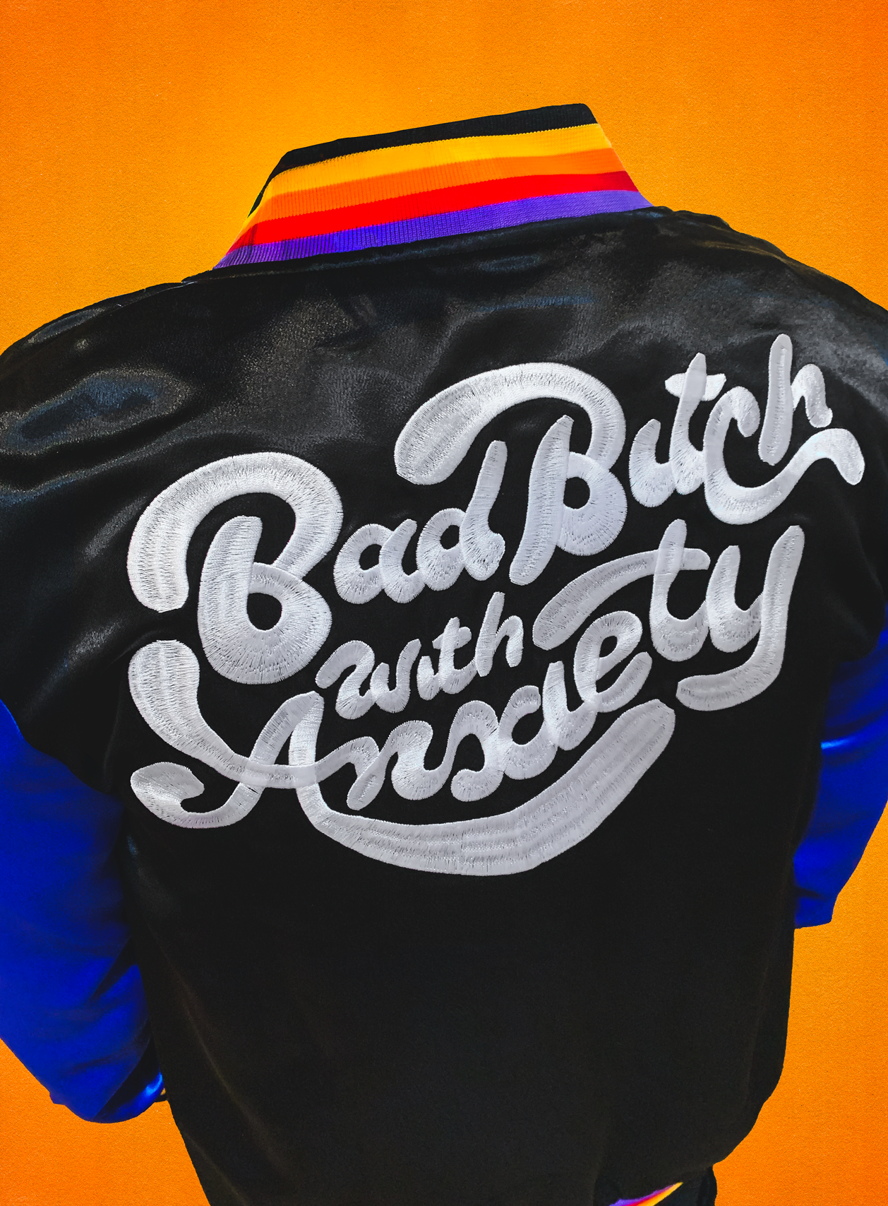 Bad Bitch with Anxiety Varsity Bomber Jacket